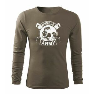 DRAGOWA Fit-T tričko s dlouhým rukávem muscle army original, olivová 160g / m2 - S obraz