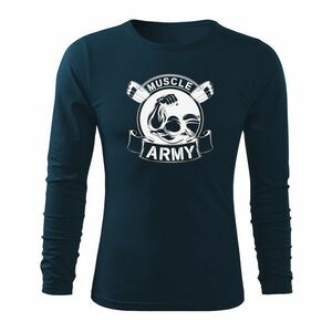 DRAGOWA Fit-T tričko s dlouhým rukávem muscle army original, tmavě modrá 160g / m2 - S obraz