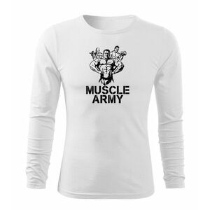DRAGOWA Fit-T tričko s dlouhým rukávem muscle army team, bílá 160g / m2 - S obraz