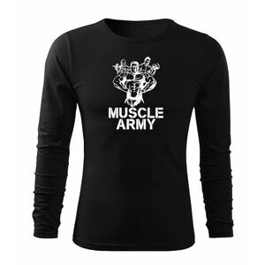 DRAGOWA Fit-T tričko s dlouhým rukávem muscle army team, černá 160g / m2 - S obraz