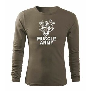 DRAGOWA Fit-T tričko s dlouhým rukávem muscle army team, olivová 160g / m2 - S obraz
