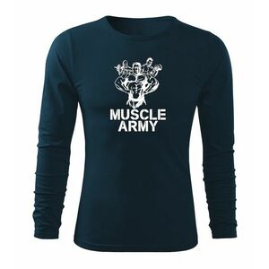 DRAGOWA Fit-T tričko s dlouhým rukávem muscle army team, tmavě modrá 160g / m2 - S obraz