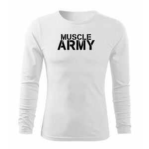 DRAGOWA Fit-T tričko s dlouhým rukávem muscle army, bílá 160g / m2 - S obraz