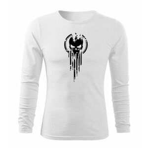 DRAGOWA Fit-T tričko s dlouhým rukávem skull, bílá 160g / m2 - S obraz