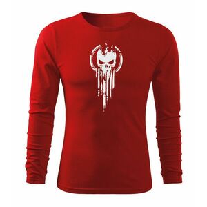DRAGOWA Fit-T tričko s dlouhým rukávem skull, červená 160g / m2 - S obraz