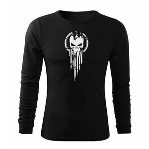 DRAGOWA Fit-T tričko s dlouhým rukávem skull, černá 160g / m2 - S obraz