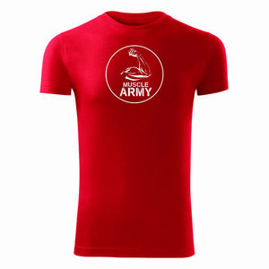 DRAGOWA fitness tričko muscle army biceps, červená 180g/m2 - S obraz
