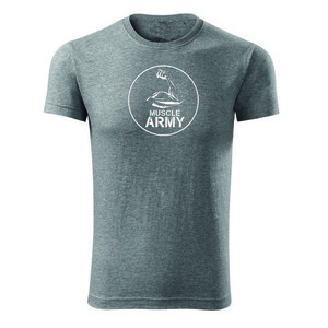DRAGOWA fitness tričko muscle army biceps, sivá 180g/m2 - S obraz