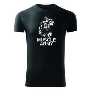 DRAGOWA fitness tričko muscle army man, černá 180g/m2 - S obraz
