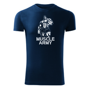 DRAGOWA fitness tričko muscle army man, modrá 180g/m2 - S obraz
