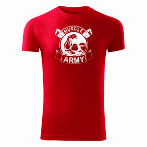 DRAGOWA fitness tričko muscle army original, červená 180g/m2 - S obraz
