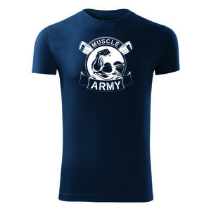 DRAGOWA fitness tričko muscle army original, modrá 180g/m2 - S obraz