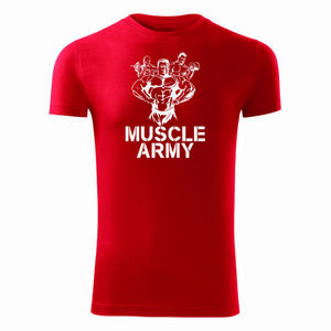 DRAGOWA fitness tričko muscle army team, červená 180g/m2 - S obraz