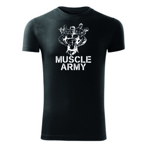 DRAGOWA fitness tričko muscle army team, černá 180g/m2 - S obraz
