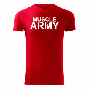 DRAGOWA fitness tričko muscle army, červená 180g/m2 - S obraz