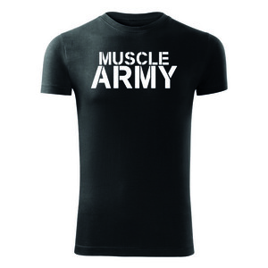 DRAGOWA fitness tričko muscle army, černá 180g/m2 - S obraz