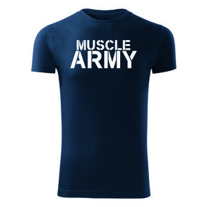DRAGOWA fitness tričko muscle army, modrá 180g/m2 - S obraz