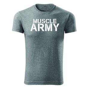 DRAGOWA fitness tričko muscle army, sivá 180g/m2 - S obraz