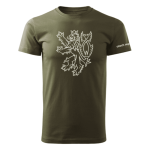 DRAGOWA krátké tričko český lev, olivová 160g/m2 - XS obraz