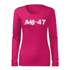 DRAGOWA Slim dámské tričko s dlouhým rukávem ak47, růžová 160g / m2 - XS obraz