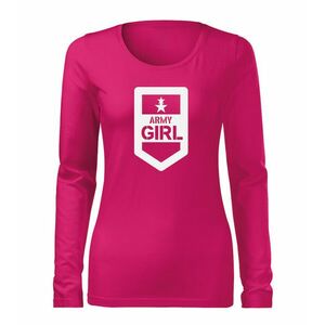DRAGOWA Slim dámské tričko s dlouhým rukávem army girl, růžová 160g / m2 - XS obraz