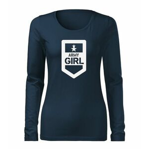 DRAGOWA Slim dámské tričko s dlouhým rukávem army girl, tmavě modrá160g / m2 - XS obraz