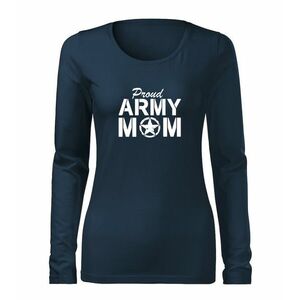 DRAGOWA Slim dámské tričko s dlouhým rukávem army mom, tmavě modrá160g / m2 - XS obraz