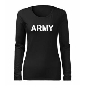 DRAGOWA Slim dámské tričko s dlouhým rukávem army, černá 160g / m2 - S obraz