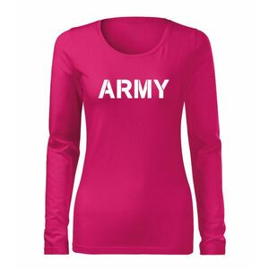 DRAGOWA Slim dámské tričko s dlouhým rukávem army, růžová 160g / m2 - S obraz