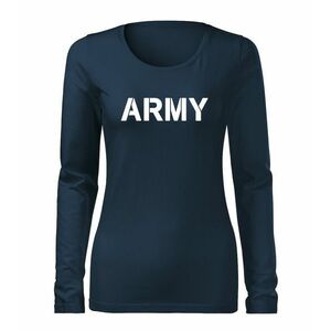 DRAGOWA Slim dámské tričko s dlouhým rukávem army, tmavě modrá160g / m2 - XS obraz