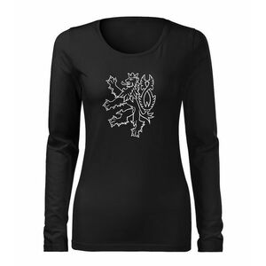DRAGOWA Slim dámské tričko s dlouhým rukávem český lev, černá 160g / m2 - XS obraz