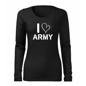 DRAGOWA Slim dámské tričko s dlouhým rukávem i love army, černá 160g / m2 - XS obraz