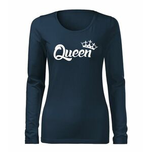 DRAGOWA Slim dámské tričko s dlouhým rukávem queen, tmavě modrá160g / m2 - XS obraz
