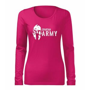 DRAGOWA Slim dámské tričko s dlouhým rukávem spartan army, růžová 160g / m2 - XS obraz