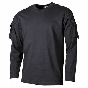 MFH US černé dlhé tričko s velcro kapsami na rukávech, 170g/m2 - S obraz