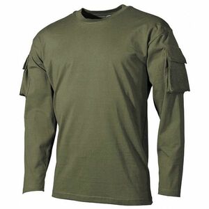 MFH US olivové dlhé tričko s velcro kapsami na rukávech, 170g/m2 - S obraz