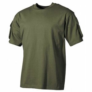 MFH US olivové tričko s velcro kapsami na rukávech, 170g/m2 - S obraz