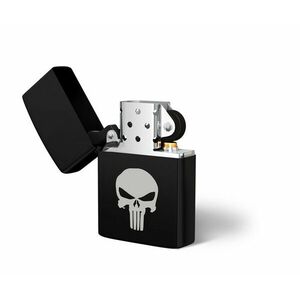 DRAGOWA benzínový zapalovač s gravírováním Punisher, černý obraz