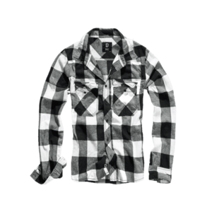 Brandit Kostkovaná košile s dlouhým rukávem, bílá/černá - S obraz
