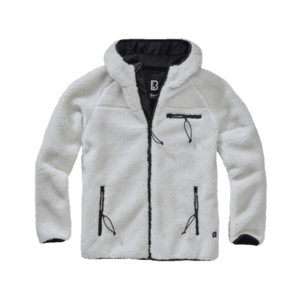 Brandit fleecová bunda s kapucí Teddyfleece Worker, bílá - S obraz