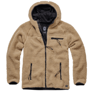 Brandit fleecová bunda s kapucí Teddyfleece Worker, velbloudí barva - S obraz