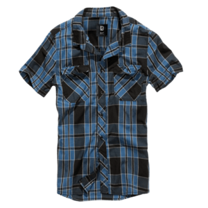 Košile Brandit Roadstar s krátkým rukávem, indigová kostkovaná - S obraz
