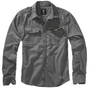 Košile Brandit Vintage s dlouhým rukávem, uhlíkově šedá - S obraz