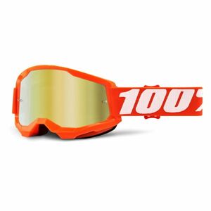 Motokrosové brýle 100% Strata 2 Mirror Orange oranžová, zrcadlové zlaté plexi obraz