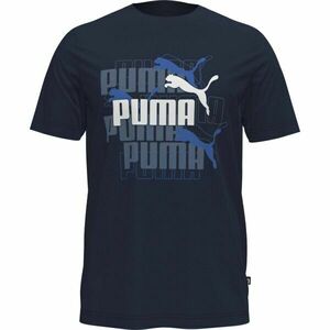 Puma GRAPHICS MULTIPLE LOGO TEE Pánské triko, tmavě modrá, velikost obraz