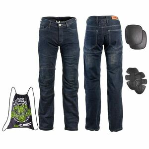 Pánské moto jeansy W-TEC Pawted s nepromokavou membránou tmavě modrá 5XL obraz