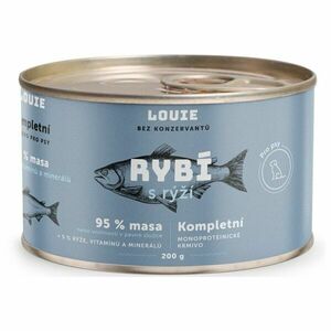 LOUIE RYBÍ S RÝŽÍ 200 G Psí konzerva, modrá, velikost obraz