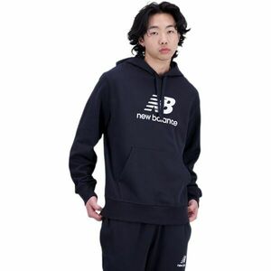 New Balance ESSENTIALS STACKED LOGO FRENCH TERRY HOODIE Pánská mikina, černá, velikost obraz