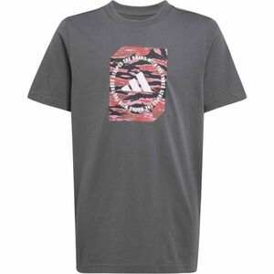 adidas CAMO TEE Chlapecké triko, tmavě šedá, velikost obraz
