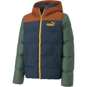Puma COLOURBLOCK POLYBALL HOODED JACKET Dětská zateplená bunda, tmavě modrá, velikost obraz